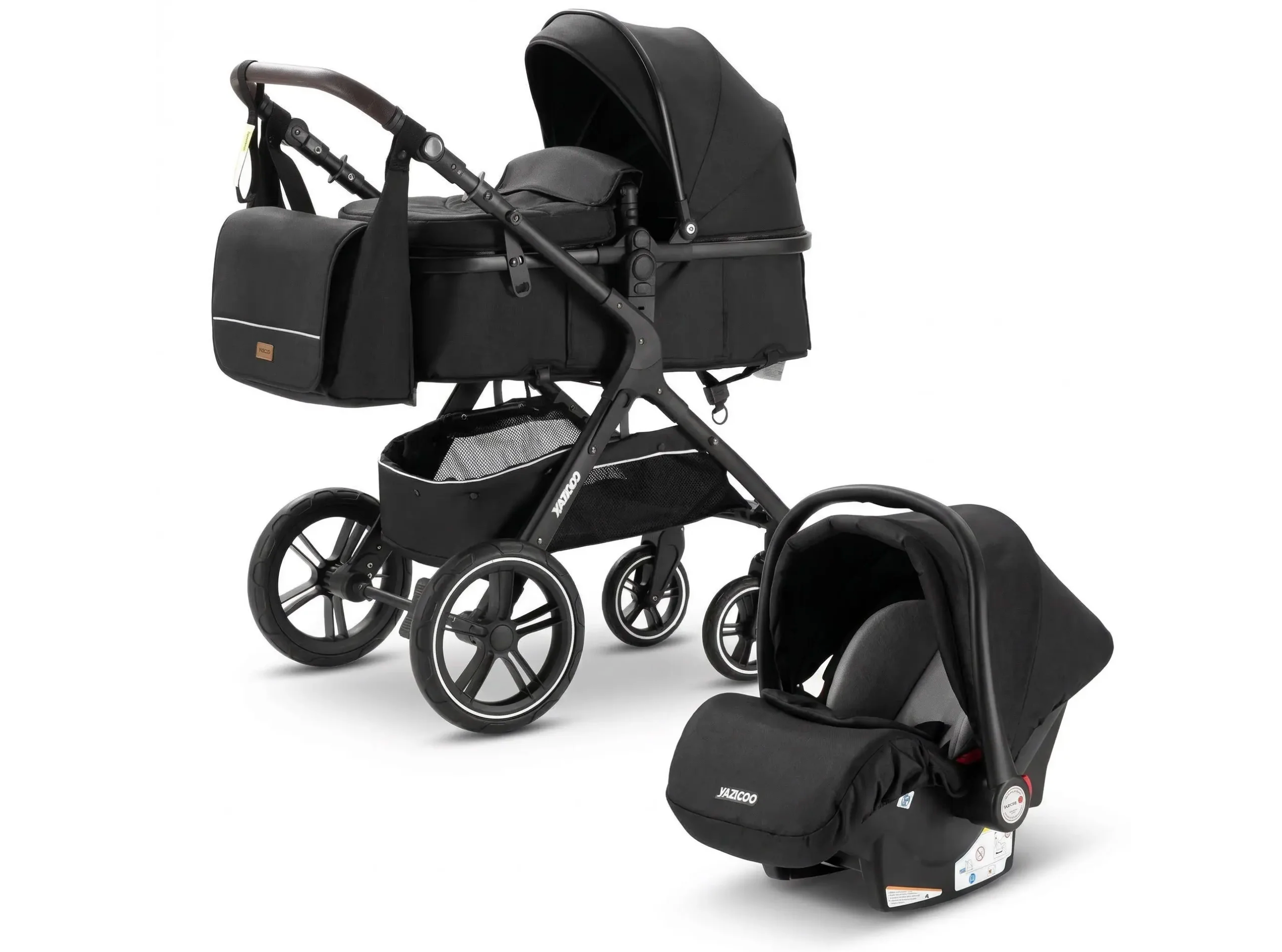 Poussette 3 en 1 grise avec accessoires