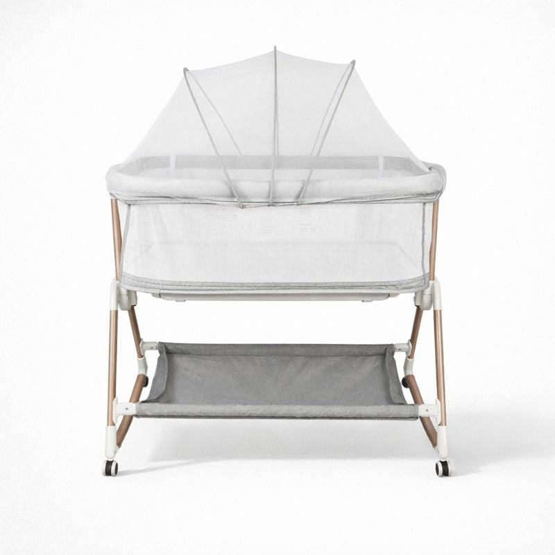 Lit Cododo Luna — Berceau Accolable avec Moustiquaire et Rangement - Blanc