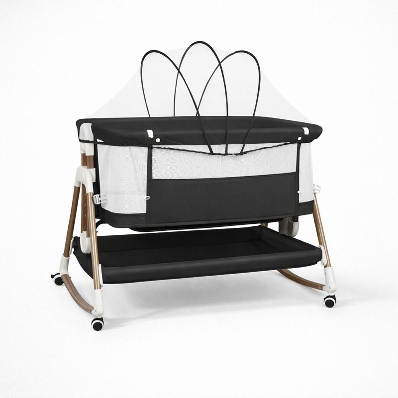 Lit Cododo Luna — Berceau Accolable avec Moustiquaire et Rangement - Noir