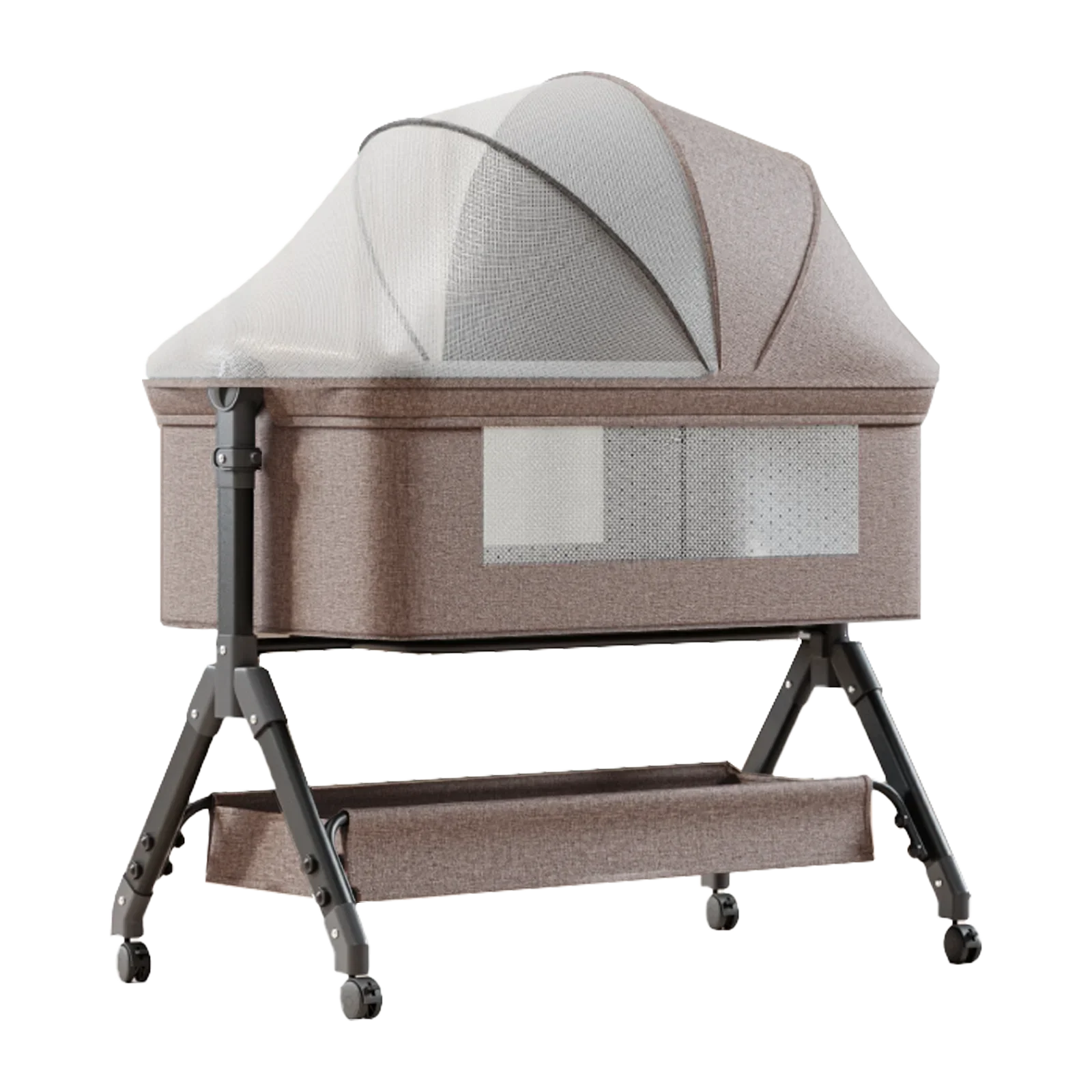 Lit Cododo Nova — Berceau Réglable en Hauteur avec Roulettes - Khaki