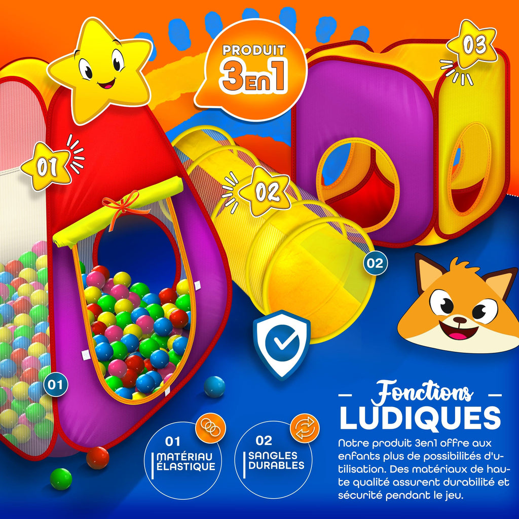 Piscine à balles avec balles multicolores
