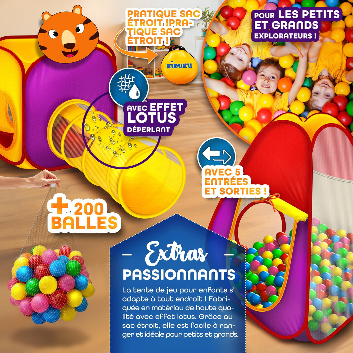 Montage pop-up de la tente de jeu