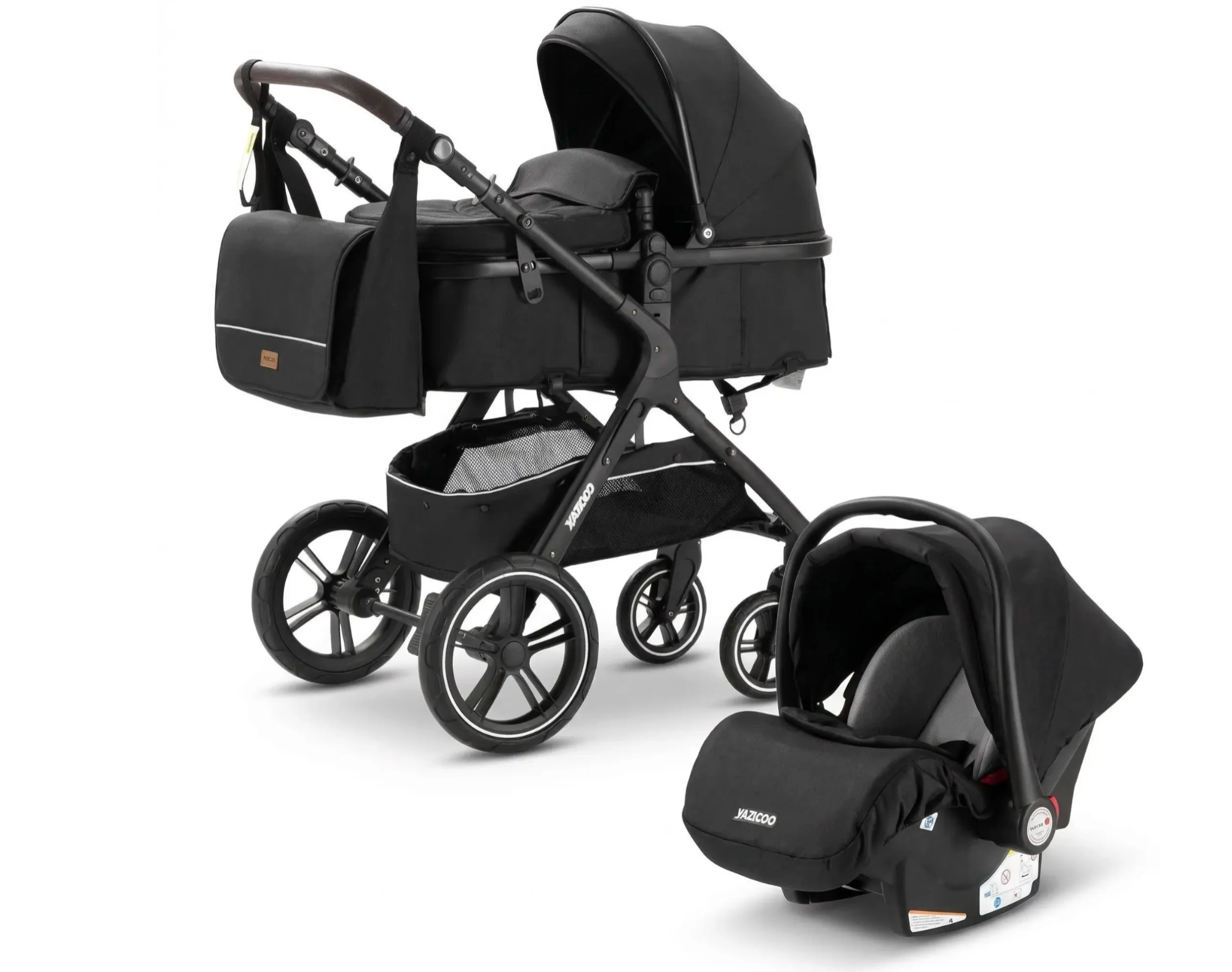 Poussette 3 en 1 noir avec accesoires