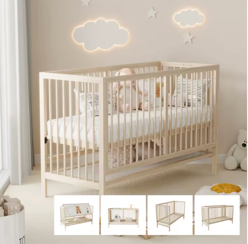 Lit Bébé Évolutif 4 en 1 - Bois