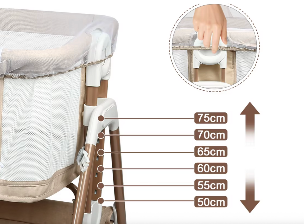 Lit Cododo — Berceau Accolable avec Moustiquaire et Rangement - Beige
