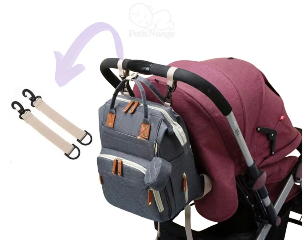 Sac à Dos à Langer Imperméable Multifonction – Grande Capacité, Poches Isothermes, Matelas à Langer et Attaches Poussette Inclus