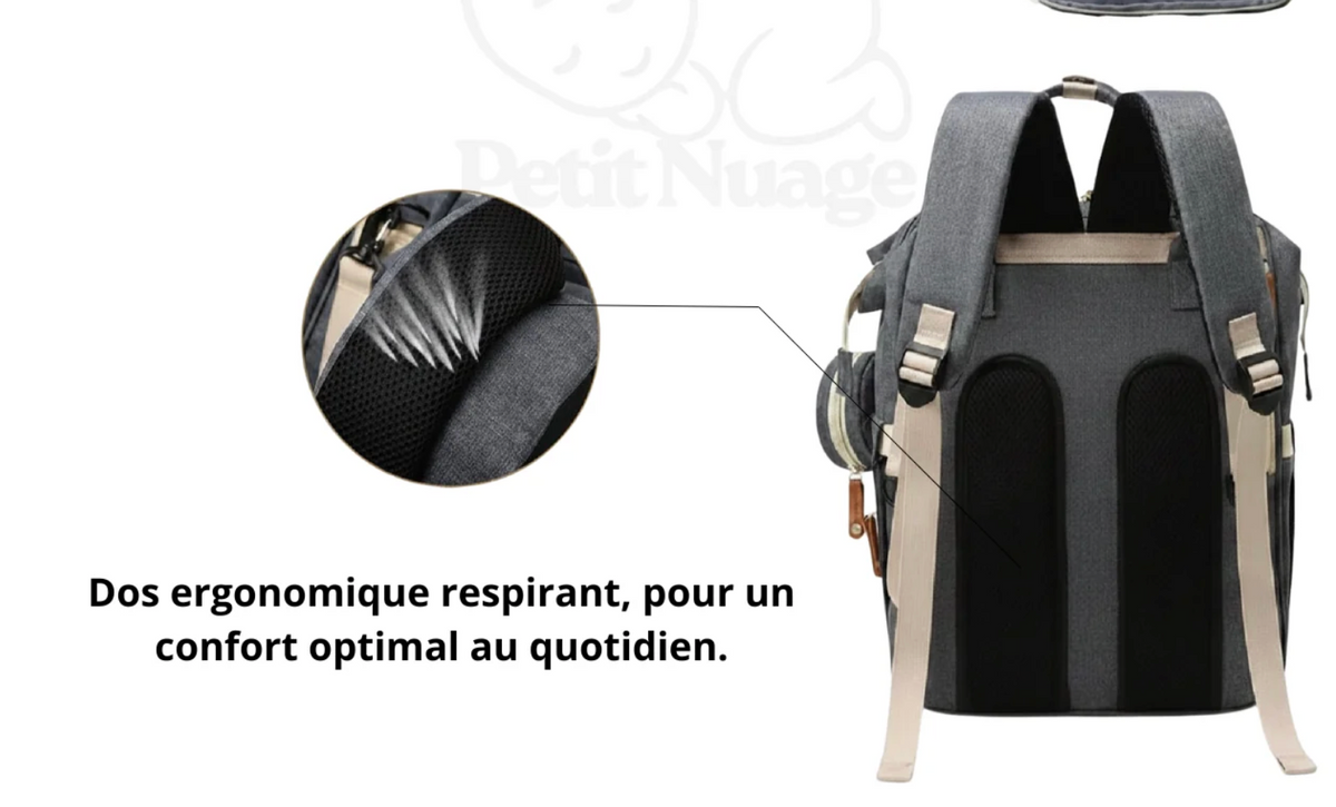 Sac à Dos à Langer Imperméable Multifonction – Grande Capacité, Poches Isothermes, Matelas à Langer et Attaches Poussette Inclus