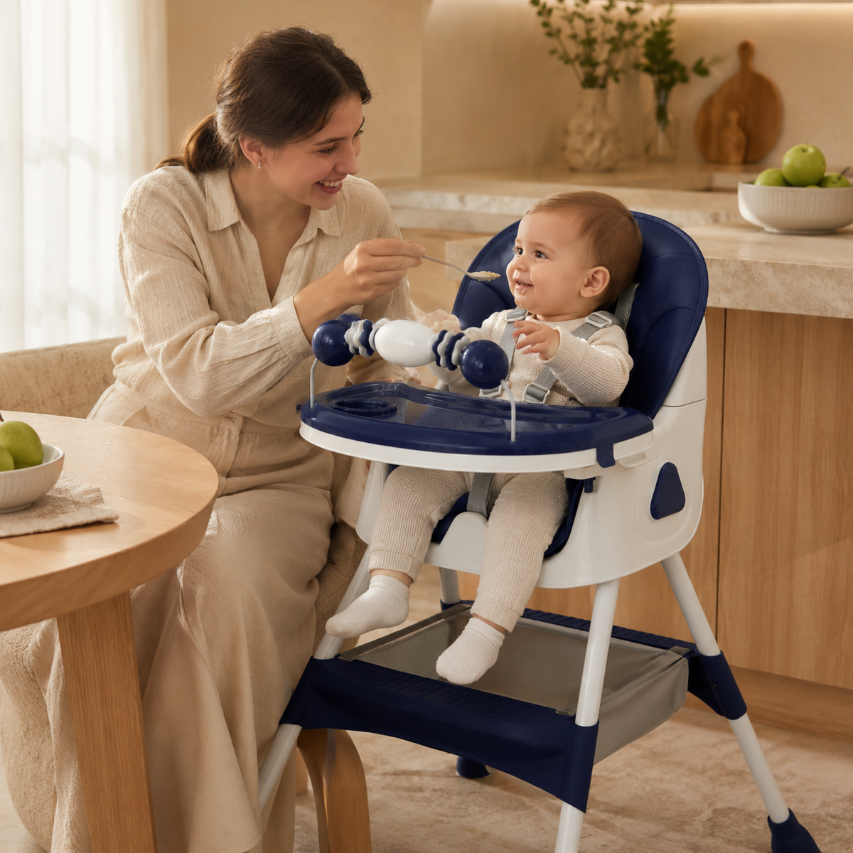 Chaise Haute Bébé Évolutive 3 en 1 - Gris