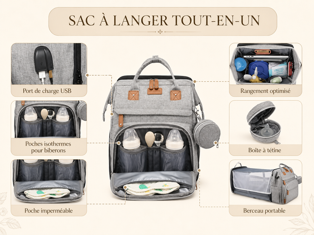 Sac à Langer Premium - Édition Marine