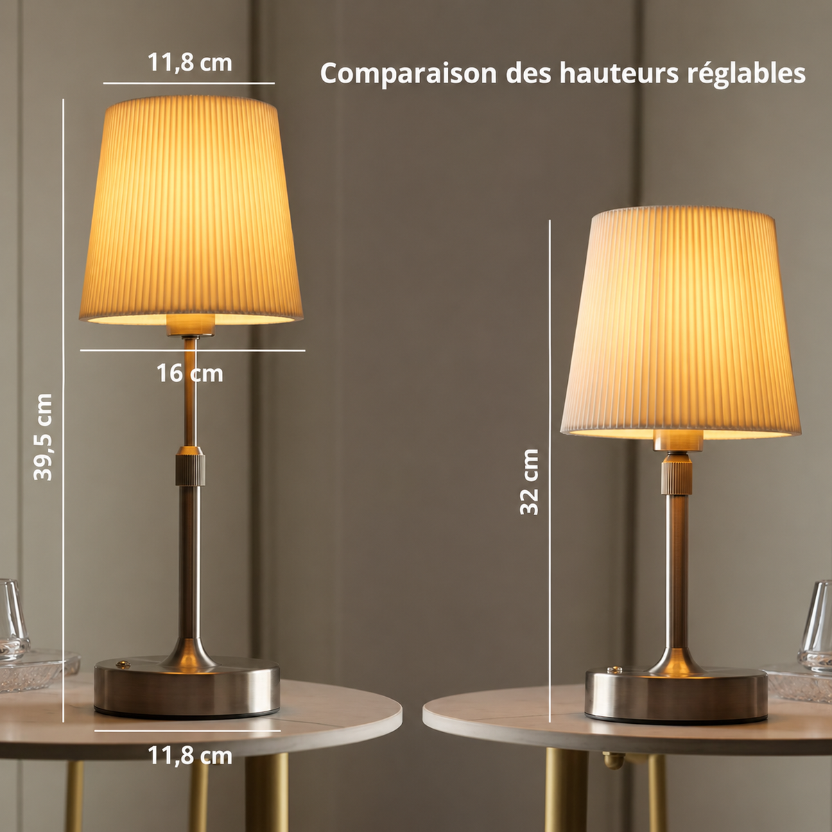 Lampe de Chevet Tactile en Tissu - Rechargeable
