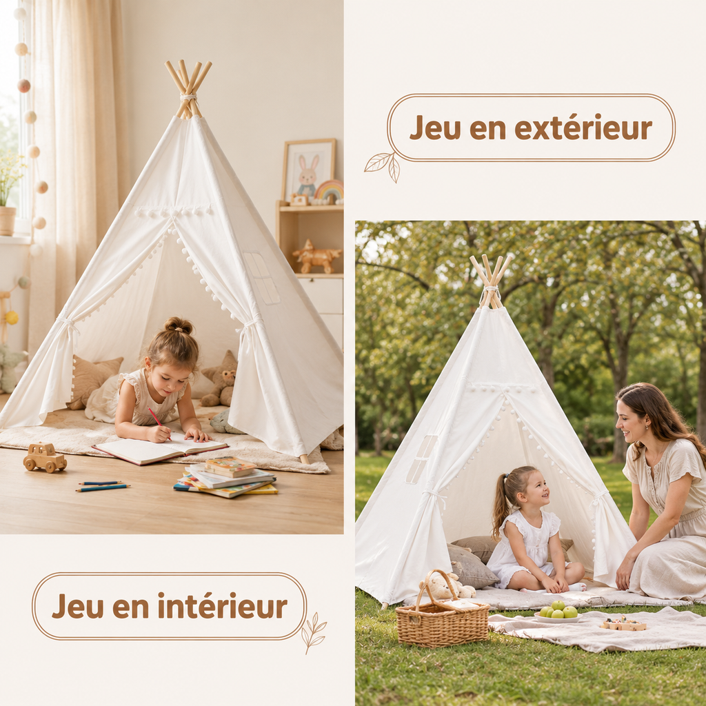 Tipi Enfant Blanc Arc-en-Ciel