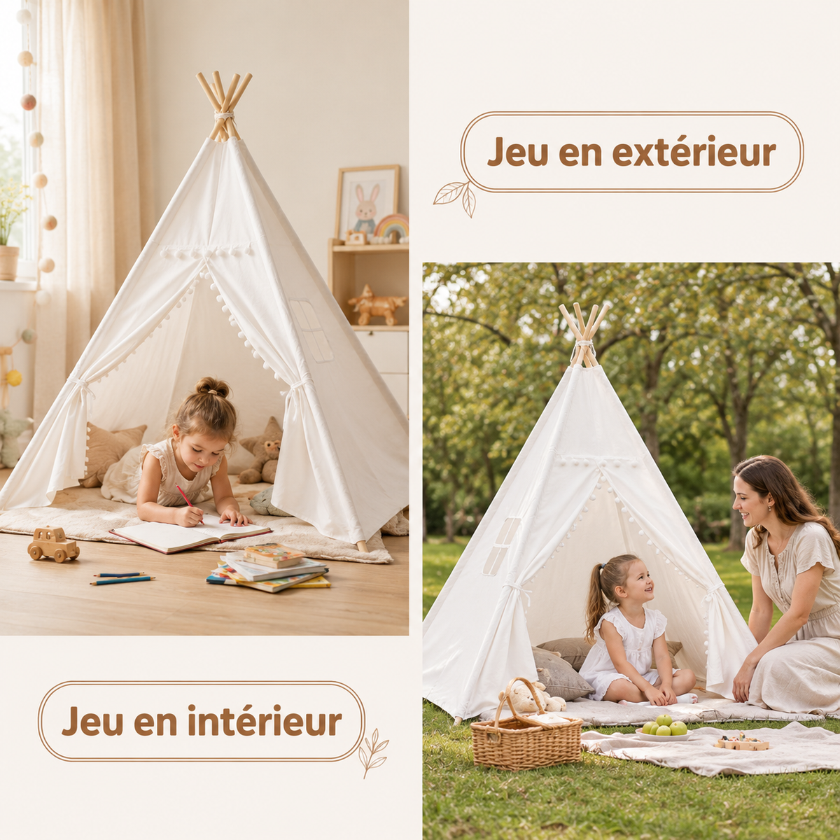 Tipi Enfant Blanc Arc-en-Ciel