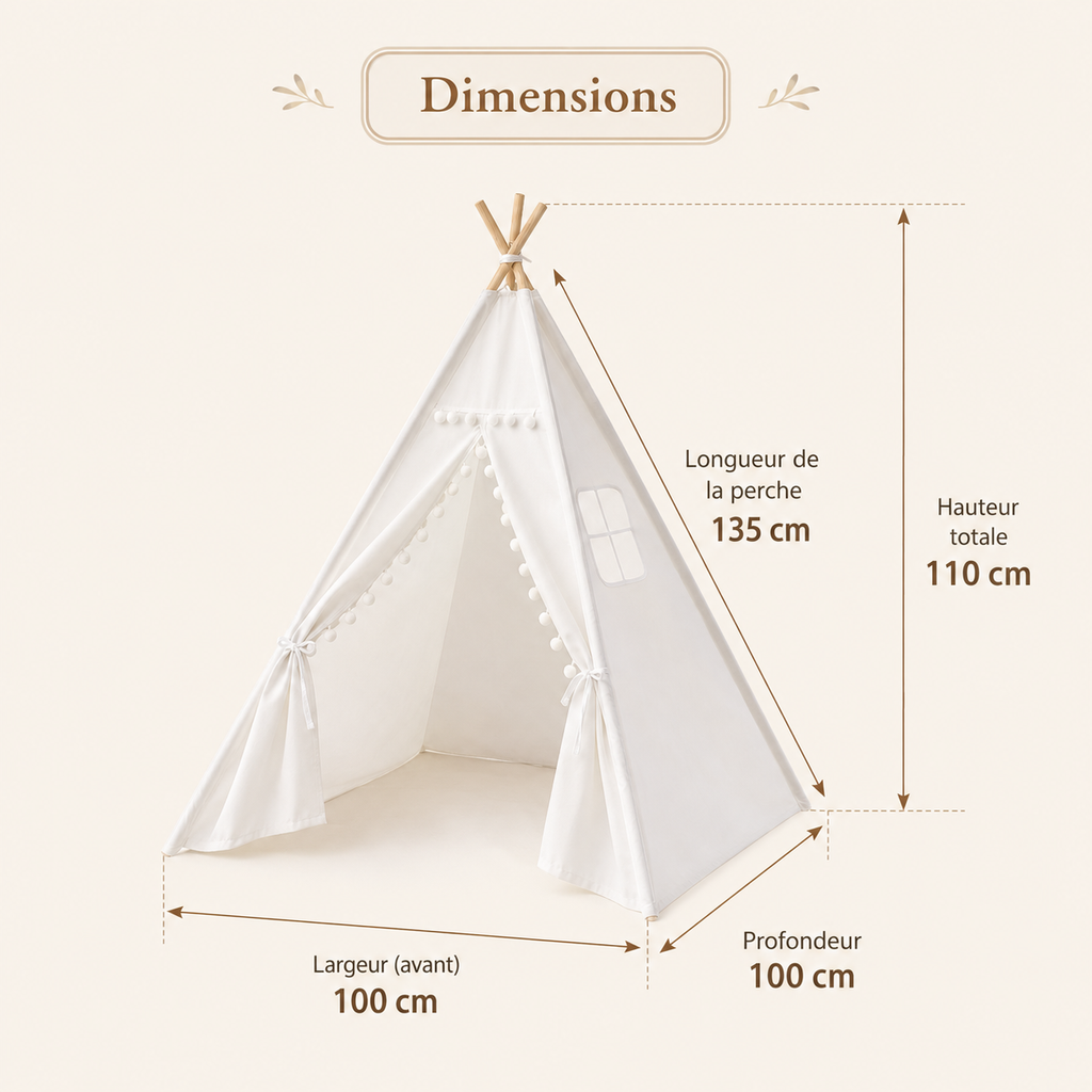 Tipi Enfant Blanc Arc-en-Ciel