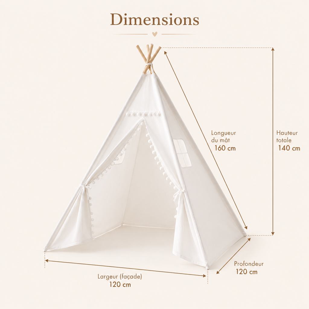 Tipi Enfant Blanc Arc-en-Ciel