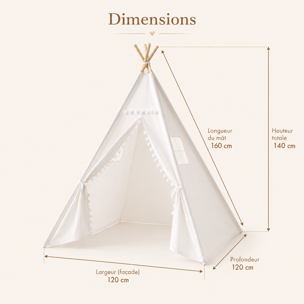 Tipi Enfant Blanc Arc-en-Ciel