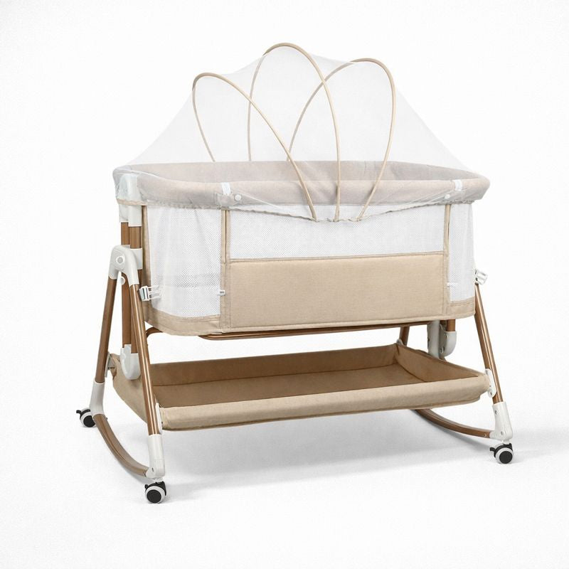 Lit Cododo Luna — Berceau Accolable avec Moustiquaire et Rangement - Beige