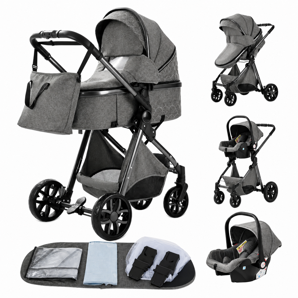 Poussette 3 en 1 - Noir & Gold