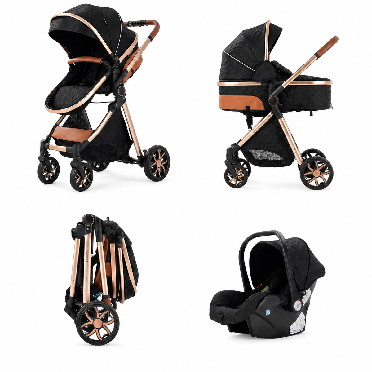 Poussette 3 en 1 - Noir & Gold