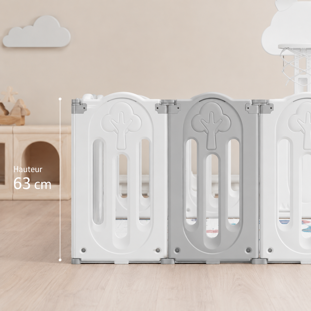 Parc bébé Licorne - Design Blanc & Gris