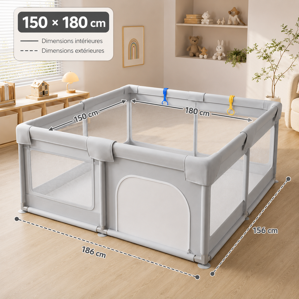Parc Bébé XXL - Multi taille gris