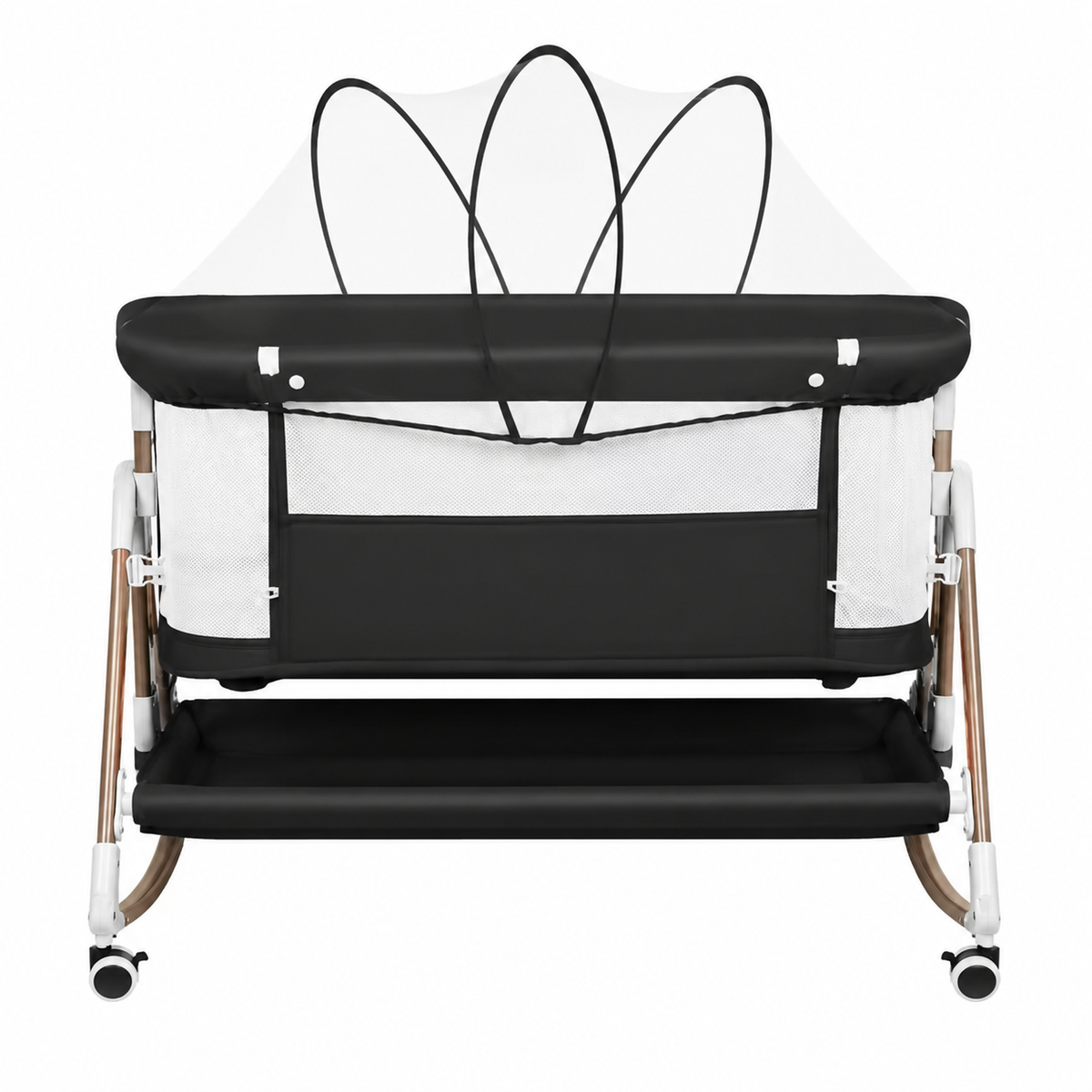 Lit Cododo — Berceau Accolable avec Moustiquaire et Rangement - Beige