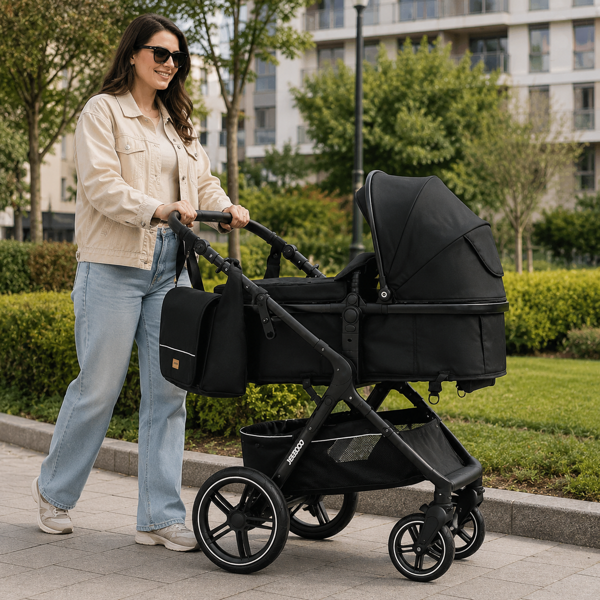 Poussette 3 en 1 Noir Premium -  avec accessoires
