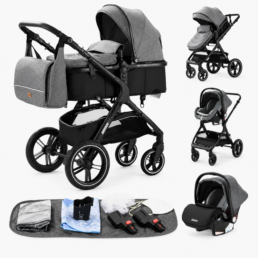 Poussette 3 en 1 Noir Premium -  avec accessoires