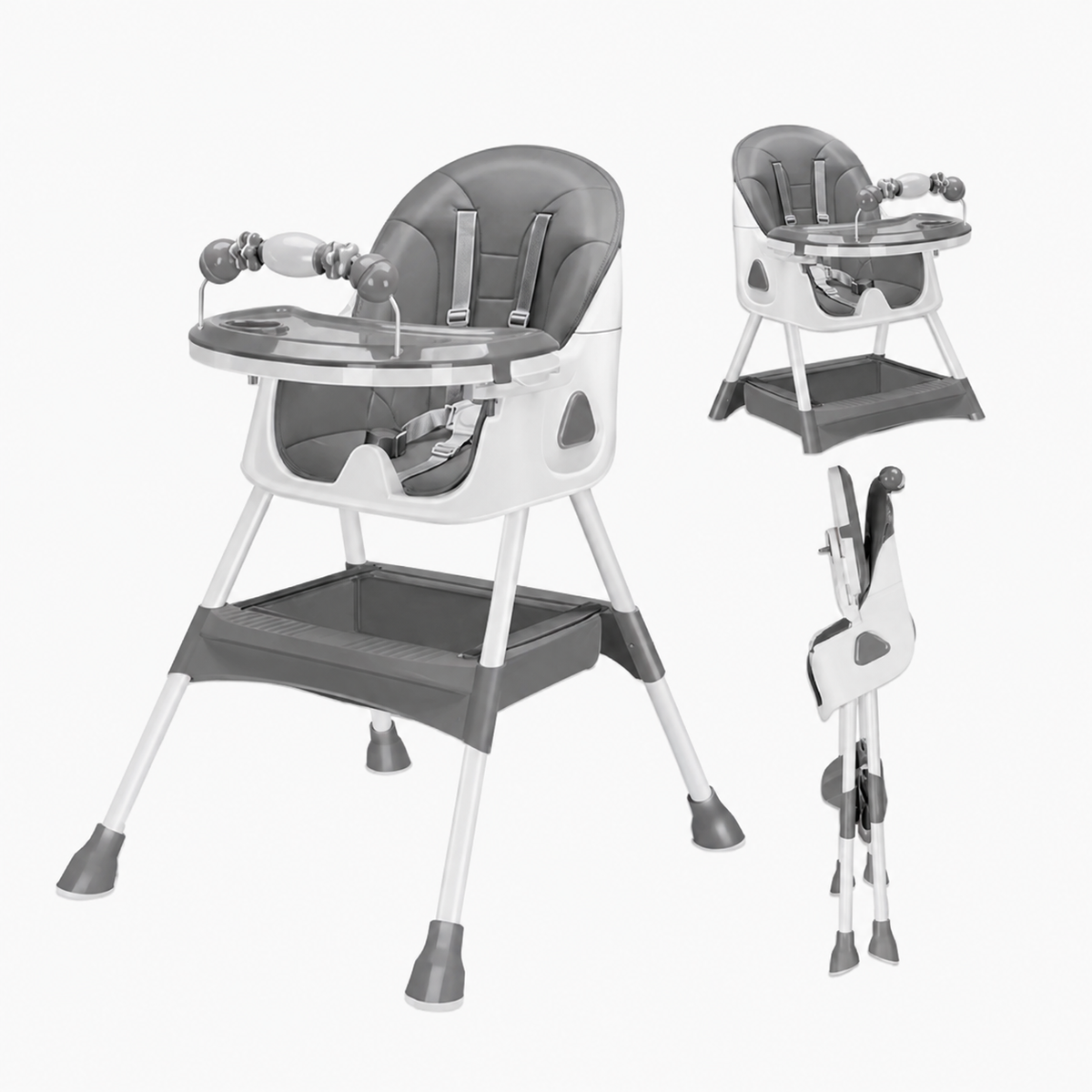 Chaise Haute Bébé Évolutive 3 en 1 - Gris