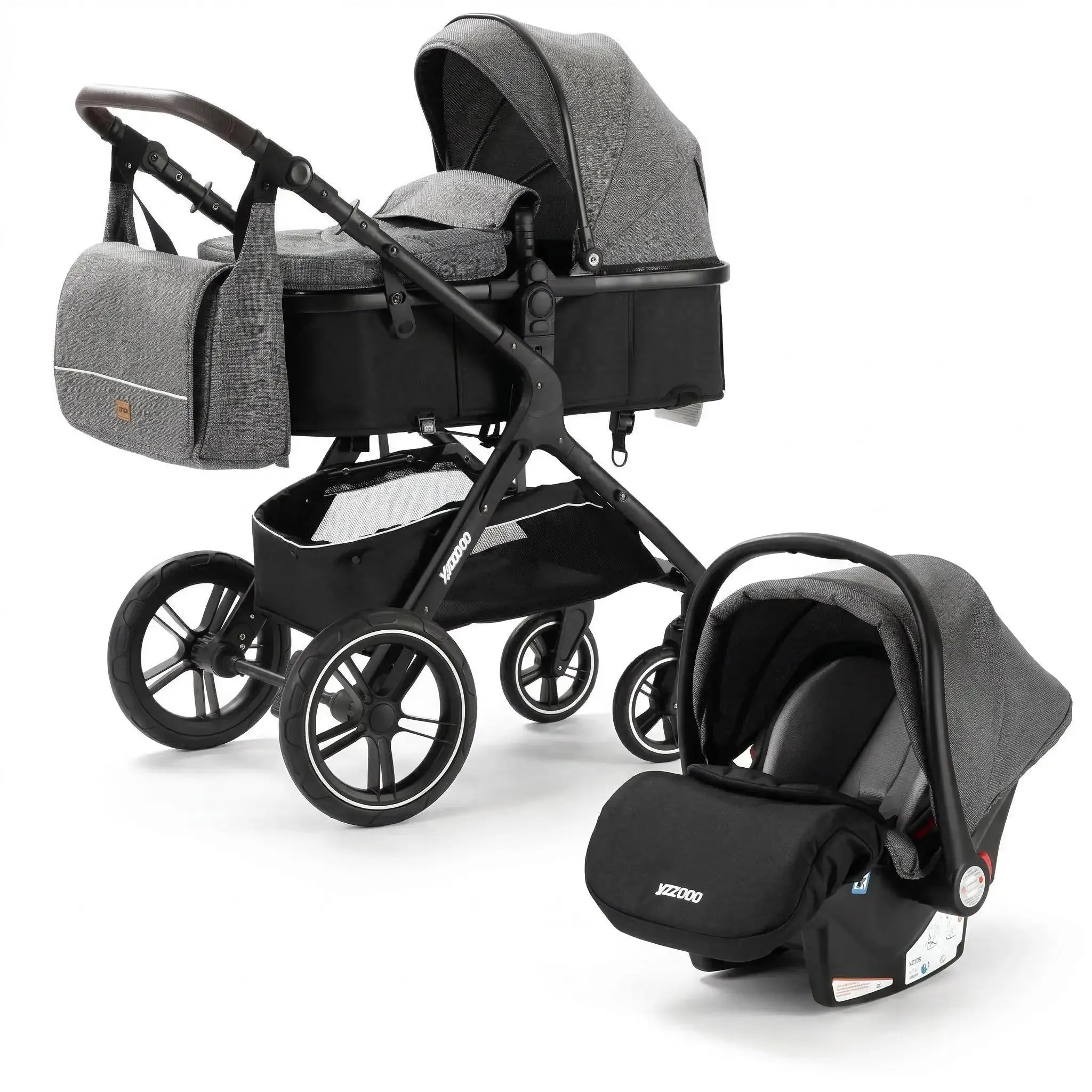 Poussette 3 en 1 Luxury avec accessoires — Bébélys - Gris