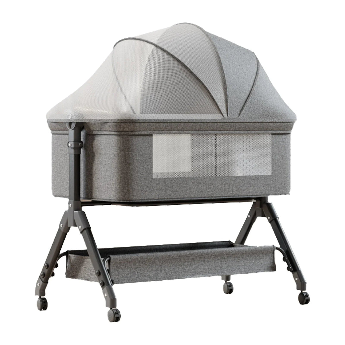 Lit Cododo Nova — Berceau Réglable en Hauteur avec Roulettes - Gris