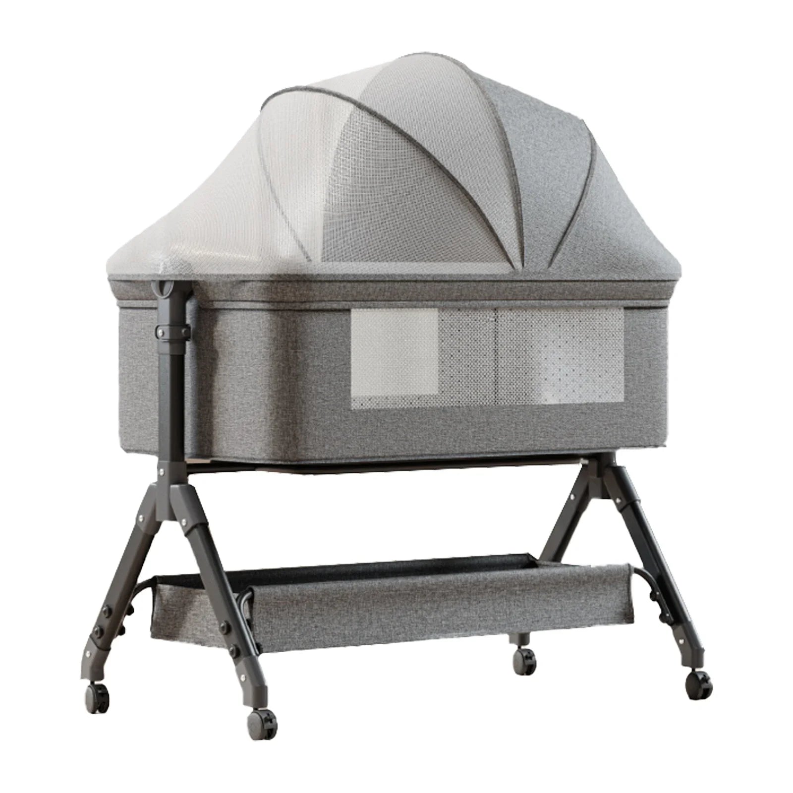 Lit Cododo Nova — Berceau Réglable en Hauteur avec Roulettes - Gris