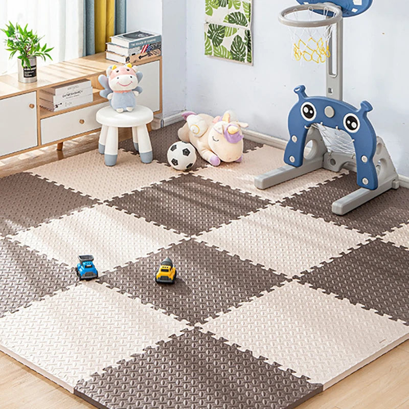 Tapis mousse dalles puzzle — Blanc & marron
