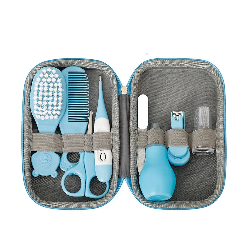 Trousse de soin bébé bleue 8 accessoires