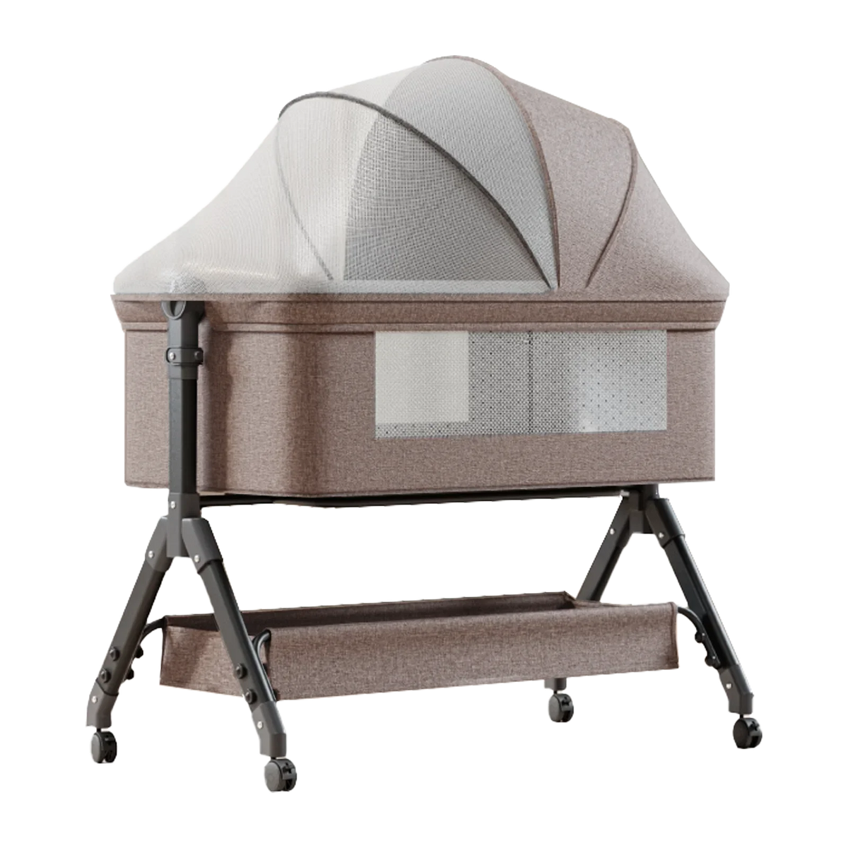 Lit Cododo Nova — Berceau Réglable en Hauteur avec Roulettes - Khaki